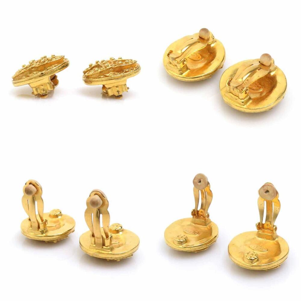 CHANEL Authentic Gold Logo Earrings - Picture 3 of 5